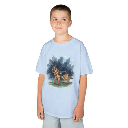 Kids German Shepherd Watercolor T‑Shirt — Cute Dog Tee for Children