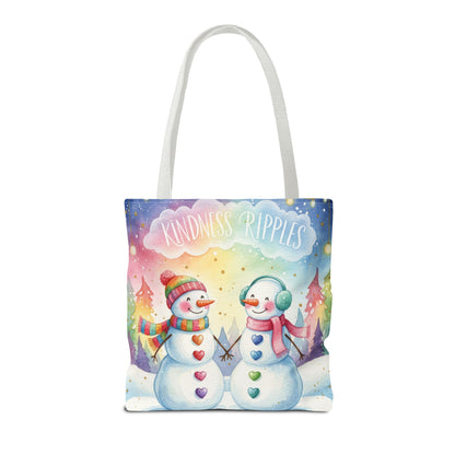 Whimsical Snowman Tote Bag - Kindness Ripples Design